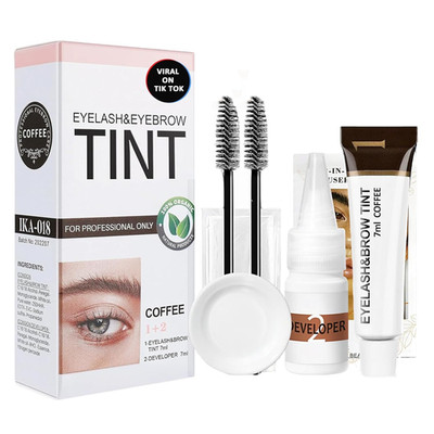 Eyelash & Eyebrow Color Kit Coffee, Natural Long-Lasting Lash Color Kit with Gen