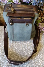 Chala Gemini 3-in-1 Crossbody Bag Dark Gray & Brown Vegan Leather Adjustable