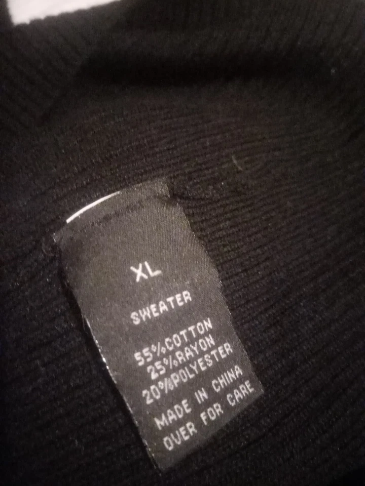 Vestido suéter AB Studio preto e branco colorblock manga longa tamanho XL - Imagem 4 de 4