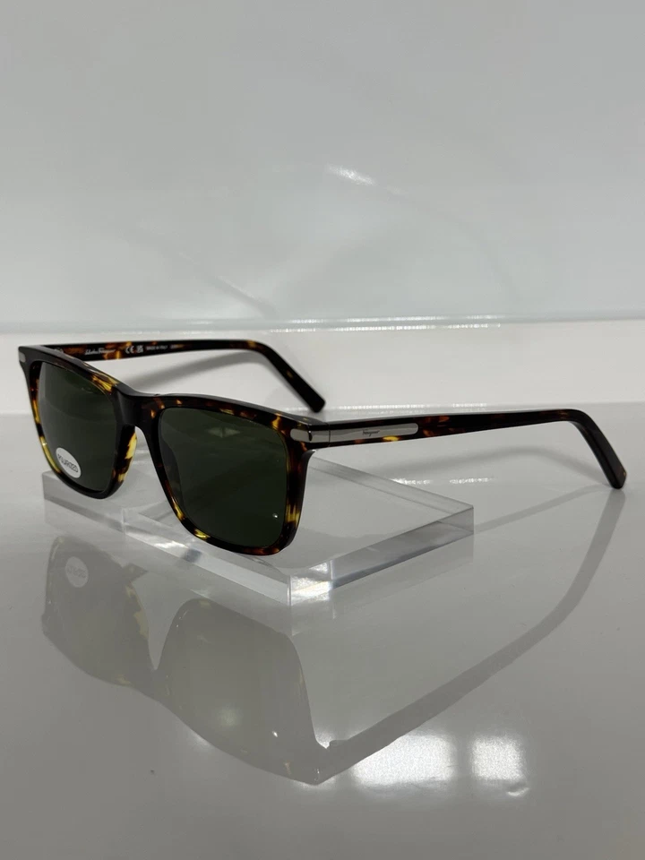 Gafas de sol Salvatore Ferragamo retro acetato tortuga personalizadas polarizadas G15 verdes Foto 3 de 4