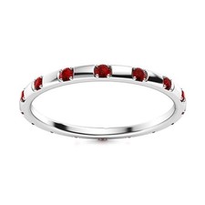 Round Garnet 925 Sterling Silver Full Eternity Band Wedding Stackable Ring