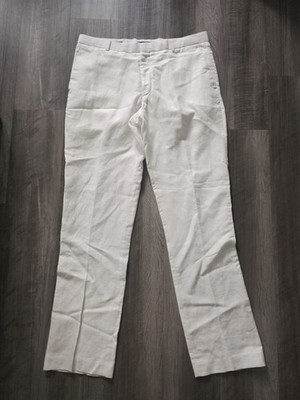 Perry Ellis White Linen Men's Dress Pants Pockets Zip Sz 34 X 34 | eBay