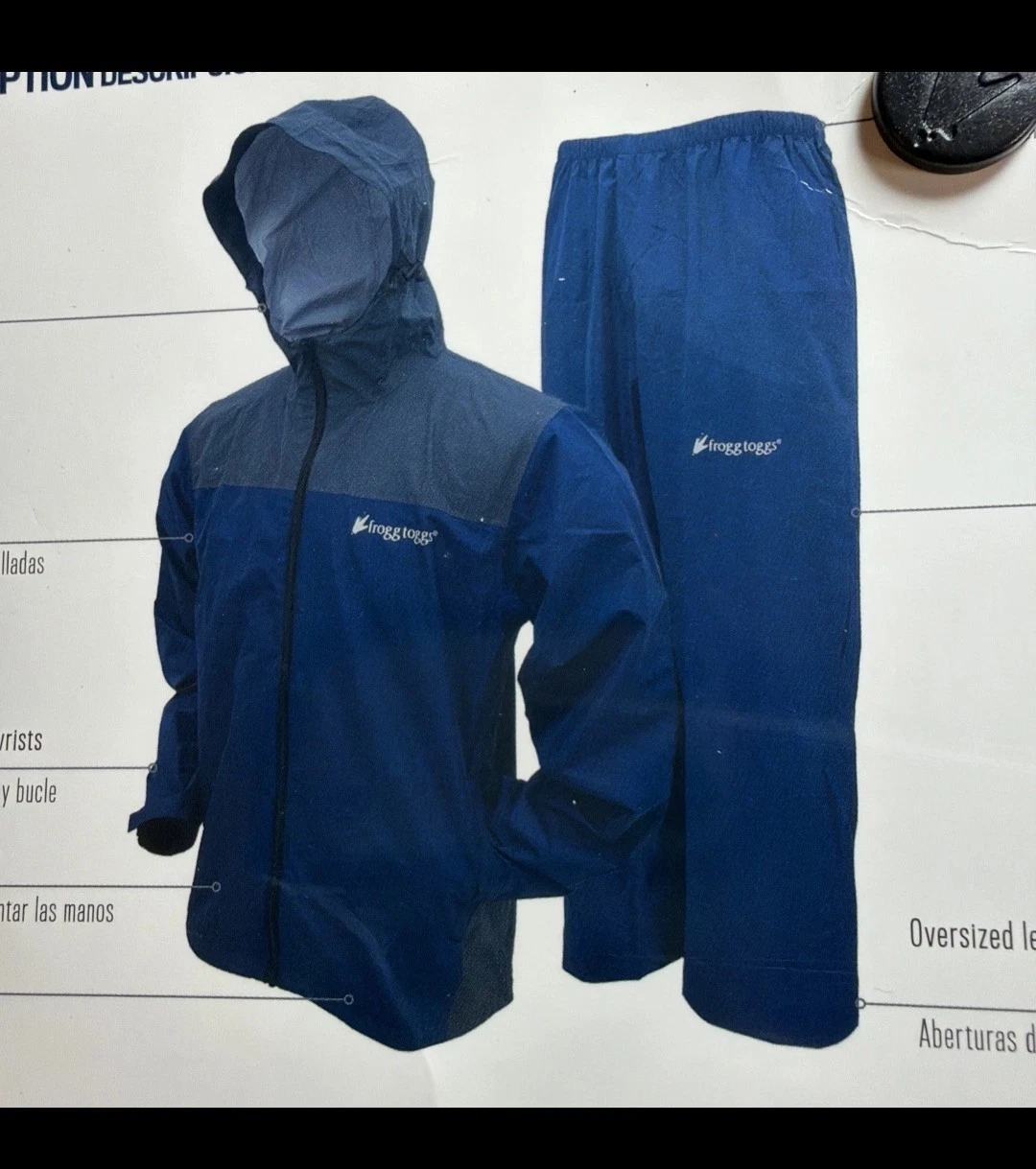NWT Frogg Toggs Men's Vapor Rain suit Size XL/2XL Blue H3 - product detail image 3