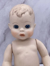 Byron Molds 1974/1980 Antique Vintage porcelain doll-String Limbs Glass Eyes 9”