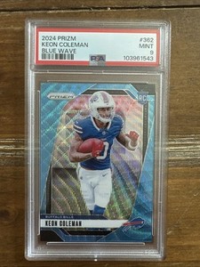 2024 PANINI PRIZM KEON COLEMAN Blue Wave PRIZM /230 #362 RC PSA 9