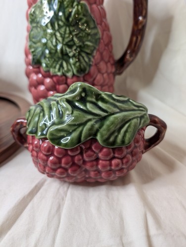Jay Willfred Andrea by Sadek Red Grape Pitcher, Teapot, Sugar And Cream Vintage - Picture 2 of 10