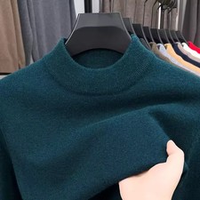 Men's Cashmere Sweater Mock Neck Sweaters Knit Pullover for Male Men Knitwear.