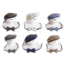 Baby Hat Tie Handmade Newborn Photography Props Bow Tie Gatsby Hat Beret Hat