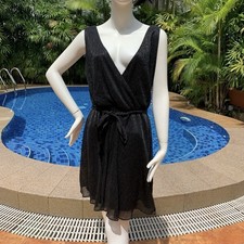 Banana Republic Black Metallic Cocktail Double V Dress Size Medium Holiday Chic