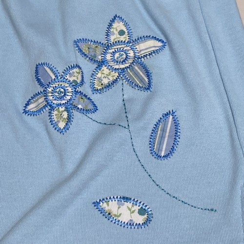 Liz & Me Knit Pull On Cropped Pants Blue Plus Size 2X NWT Embroidered Flower - Picture 6 of 10