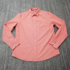 Apt. 9 Shirt Mens Shirt Button Up Slim Pink Check Performance Untucked Fit L