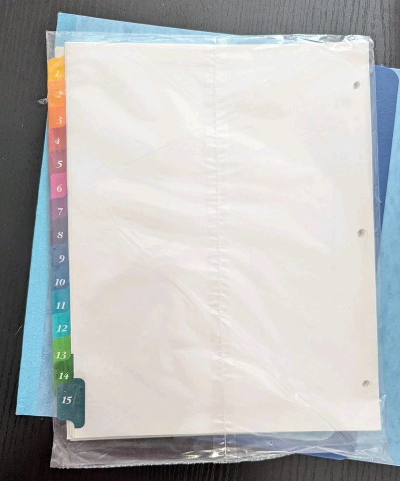 School Supplies Set 3 Oxford Report Cover 2 Prongs Light Dark Blue, Tab Divider - Image 3 of 4