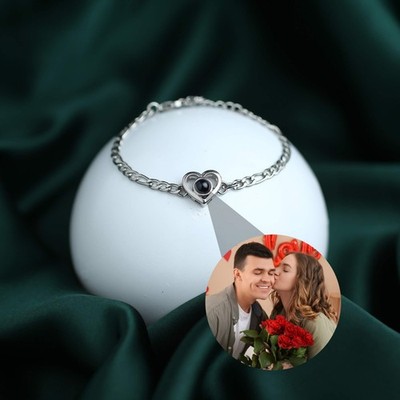 Individuelles Herz Kette Projektionsarmband   verstecktes Foto im Inneren Schmuck Geschenk