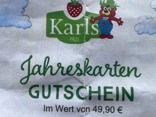 Karls Erdbeerhot Jahreskarten Gutschein 49 90 € Wert Ausgestellt 09.12.2025