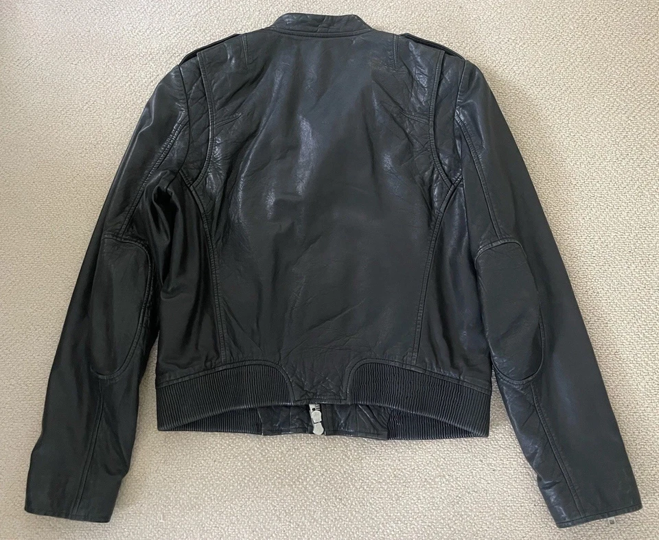 Chaqueta bomber de cuero negra para mujer Rag & Bone talla 10 Foto 3 de 4