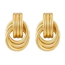 Chunky Gold and Silver Earrings for Women Two Tone Earrings Twisted Knot Link St