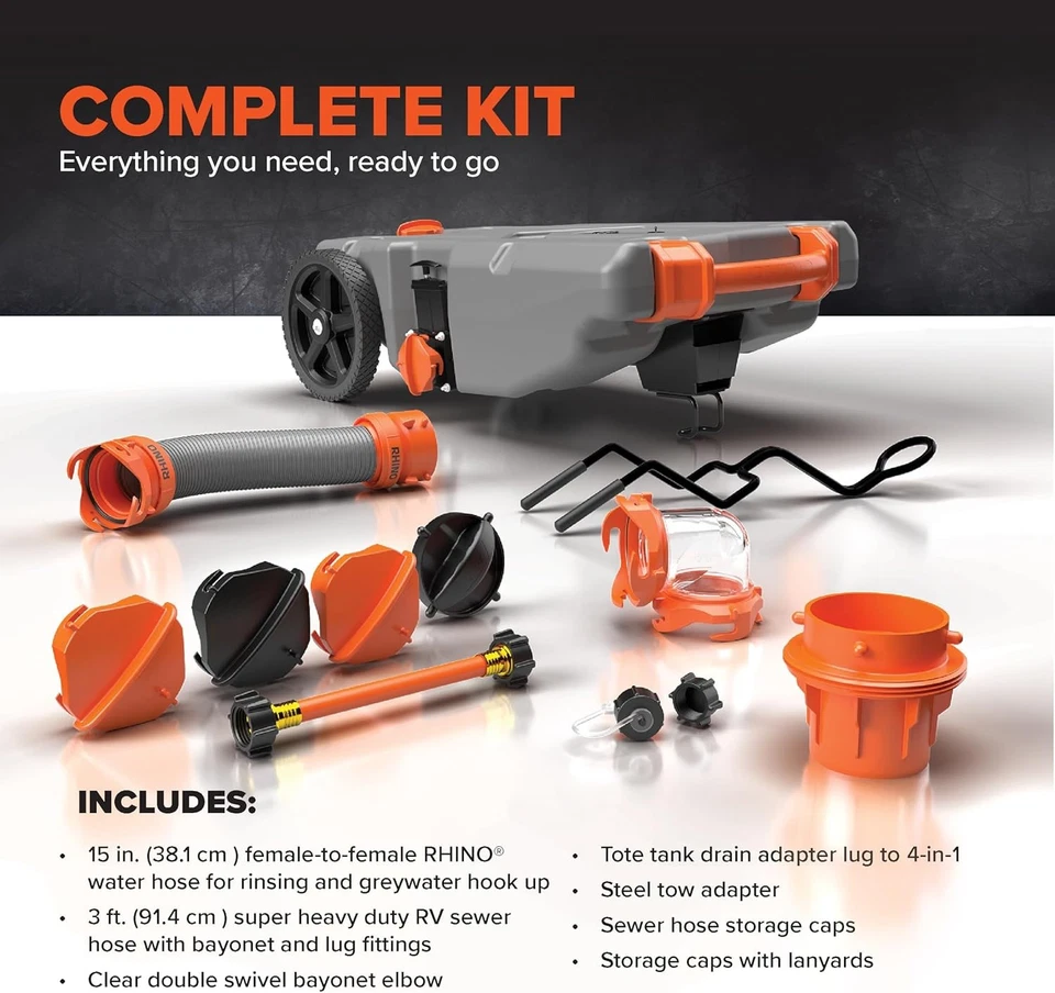 Camco Rhino 36-Gallon Camper/RV Tote Tank - Features Large Heavy-Duty No-Flat Foto 4 de 4