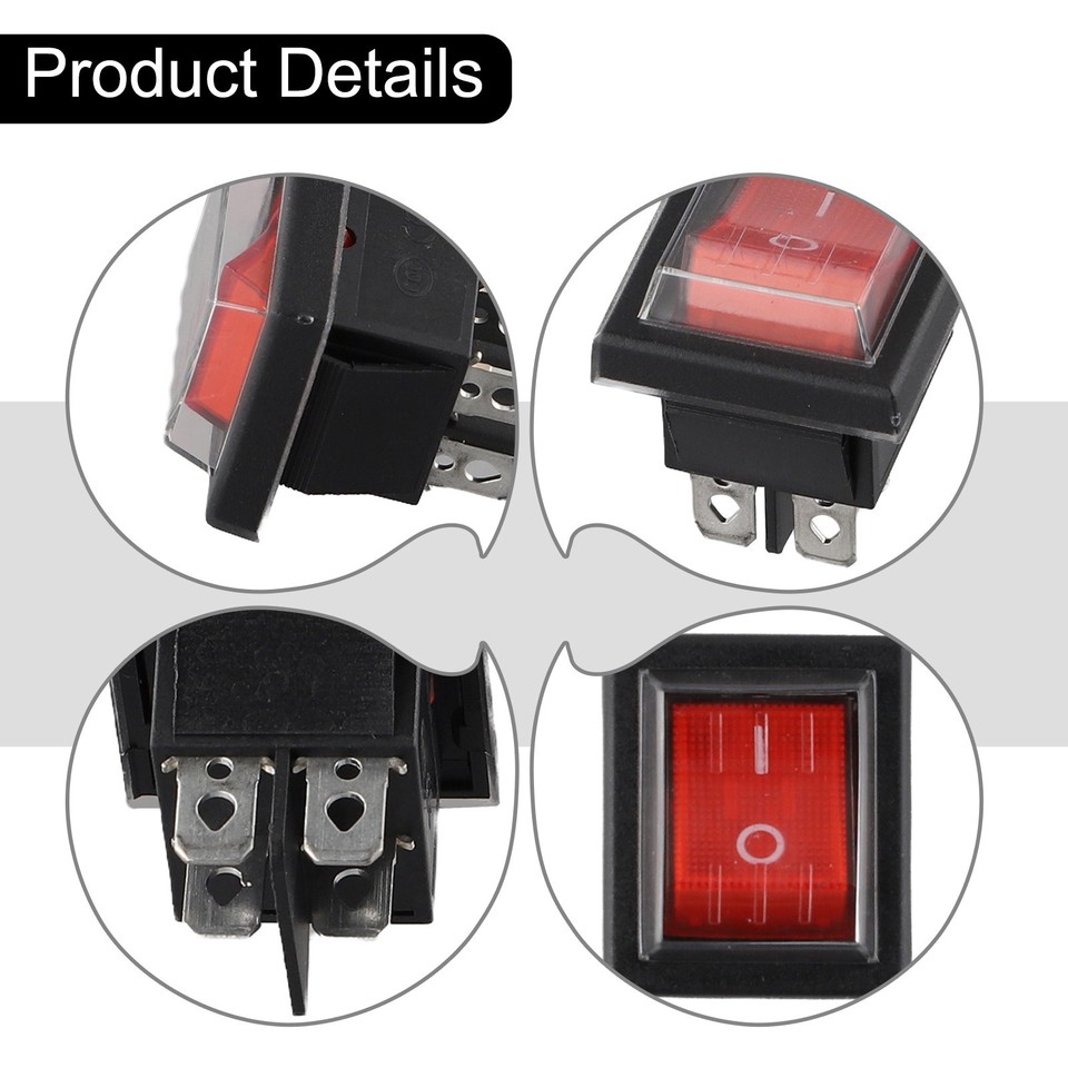 16A 250V Rocker Switch ON/OFF Switch With Light With Waterproof Cover ...