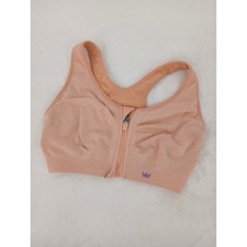 SHEFIT Sports Bra Womens Medium Peach Zip Front High Impact Racerback Activewear