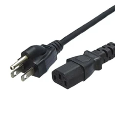 12 FT 3 Pin Computer Monitor TV Power Cord Replacement Black Universal