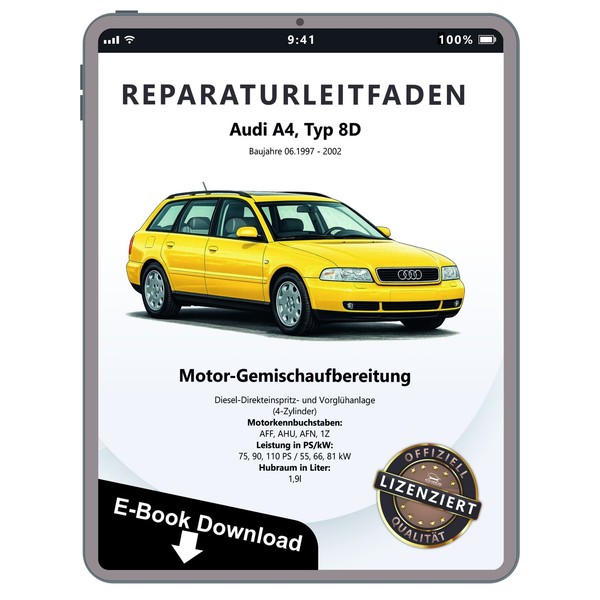 Audi A4 1994-2002 Diesel Einspritz- VorglüHanlage 1,9L Reparaturleitfaden Ebook-image