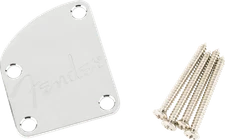 FENDER ELITE/DELUXE 4-BOLT CONTOURED FENDER LOGO CHROME NECK PLATE 770-8383-049