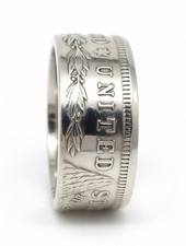 1921 Morgan Silver Dollar Coin Ring Size 13.5 - Handmade 90 Silver