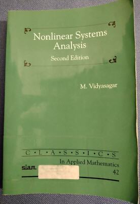 Nonlinear Systems Analysis / Mathukumalli Vidyasagar (Second Edition)