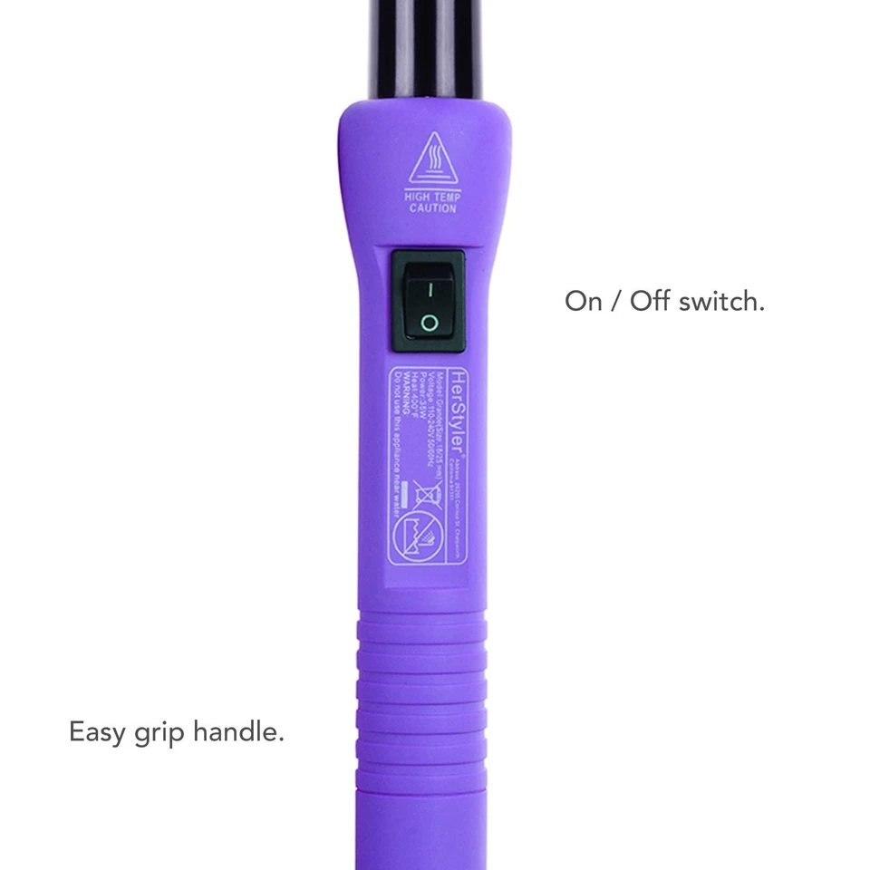 Herstyler Grande Púrpura Profesional Salón Perfecto Rizador Cerámica Calor Barril Foto 4 de 4