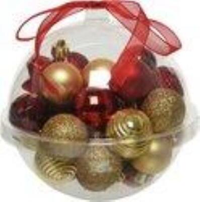 OFF BOX 30 KUGELN ROT/GOLD/GLITZER D.3