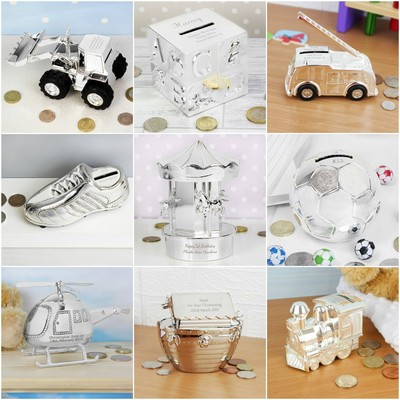 silver money box for baby girl