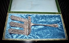 WMF versilberter Spargel/Fisch Dreizack Server, Originaletui, gestempelt WMFN 