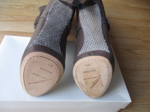 Brian Atwood Falcon Knee High Boots Snake Heels Buckle Pull On sz 6.5 M NIB - Picture 14 of 17