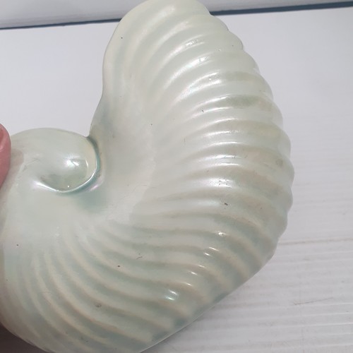 Art Deco Casey Australian Pottery Nautilus Shell Vase Turquoise Green Lustre - Picture 2 of 10