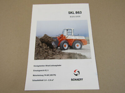 Brochure Schaeff SKL 863 wheel loader with articulated steering around 1998