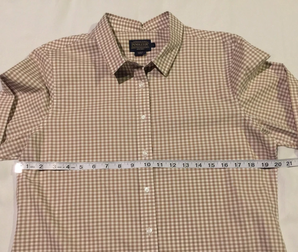 NUEVO CON ETIQUETAS PENDLETON Camisa de Vestir Para Hombre Botón Delantero Manga Larga Marrón Blanco Cuadros L Foto 2 de 4