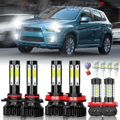 6-Piece LED Headlight & Fog Light Bulb Kit For Mitsubishi Outlander Sport 2011-2019 – 9005+H11 – 6000K White, 100W