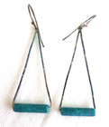 Vintage Artisan 19" Necklace 2.25" Dangle Earrings Set Composite Blue Stone — photo 3