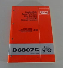 Parts Catalog / Spare Parts List Deutz Tractor D 68 07 C Stand 09/1981