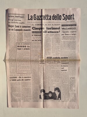 GAZZETTA DELLO SPORT 29 FEBRUARY 1972 INTER - TURIN - ROGER ZAMI - GIAGNONI