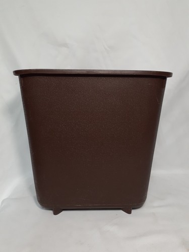 Vtg Max Klein Inc Brown Footed Waste Paper/Garbage Can Geometric Design MCM - Picture 4 of 16