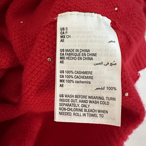 Suéter de Lujo Cashmere Charter Club Para Mujer Pequeño Rojo Holida Perlas Fuera del Hombro - Imagen 6 de 6
