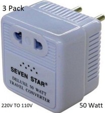 3-Pack 50W Step Down Transformer Travel Converter 220V to 110V 50 Watt Sevenstar