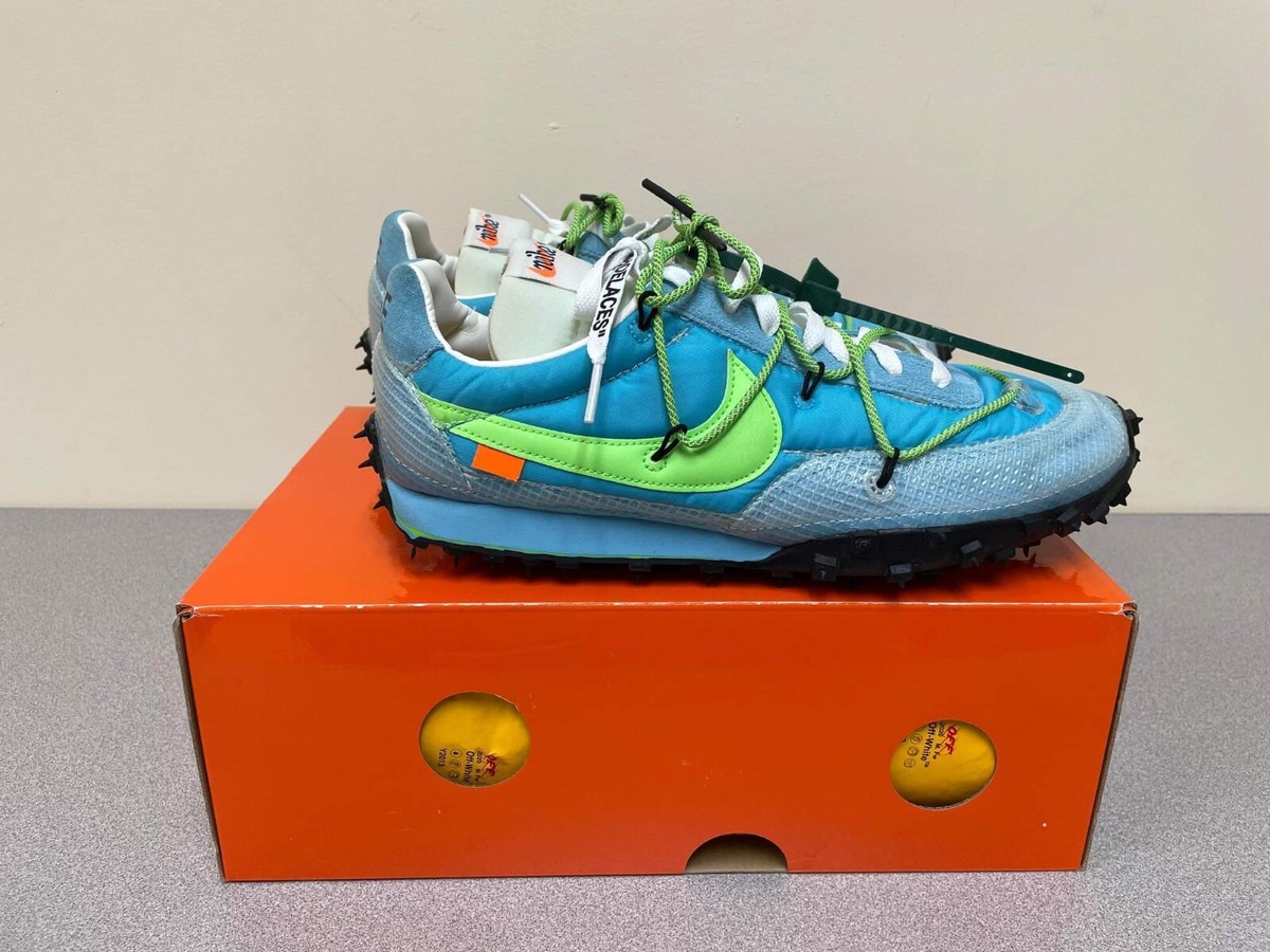 Size 10.5 - Off-White x Nike Waffle Racer Vivid Sky W for sale 