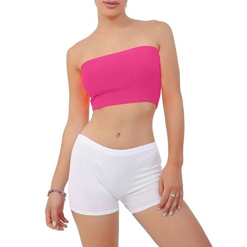 Sujetador corto elástico bandeau sin tirantes Boobtube liso/impreso para damas - Imagen 8 de 11