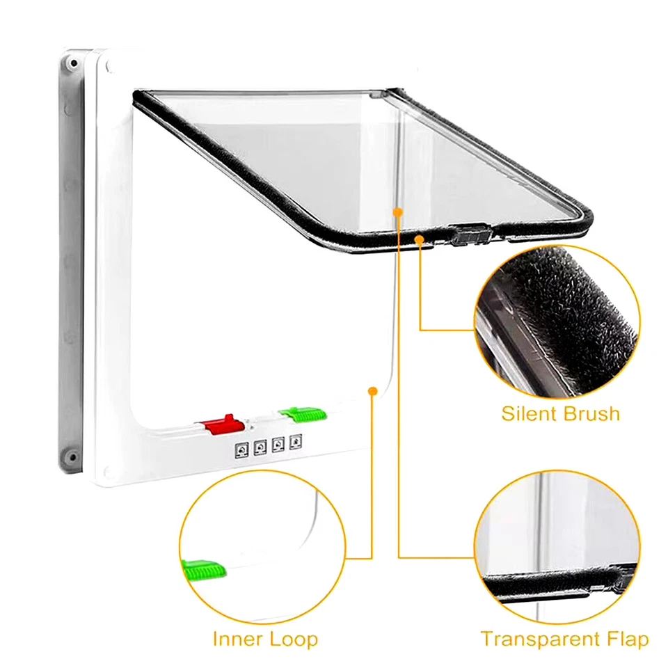 GATTAIOLA PORTA PER GATTI CANI BASCULANTE VARIE MISUR GRANDE BIANCA MARRONE NERA - Immagine 4 di 4