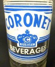 vintage ACL Soda POP Bottle:  CORONET of WORCESTER, MASS  - 7  oz ACL