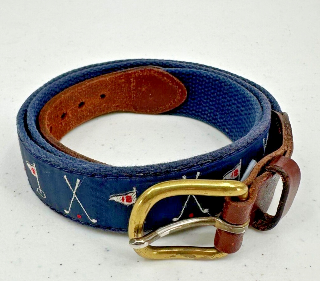 Leather Man Limited Men's Handmade Blue Canvas Golf Flags Leather