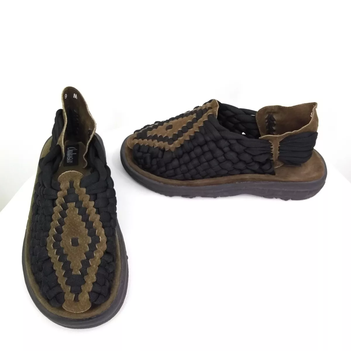 Chubasco Sandals Men 9 Brown Black Hand Made in Mexico Woven Aztec