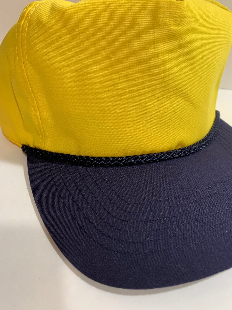 VINTAGE NEW OTTO YELLOW BLUE ZIP HAT CAP ADJUSTABLE ADULT SZ BLANK